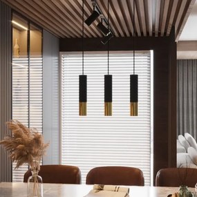 Lustră pe cablu LOOPEZ 3xGU10/40W/230V neagră/aurie Sollux SL.0954