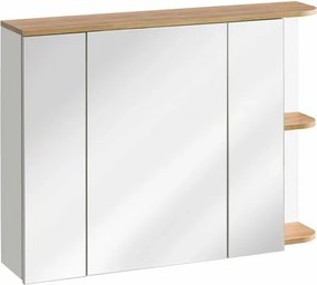 Dulap cu oglinda 95 cm cu 3 usi Comad Platinum alb si stejar auriu stejar Craft
