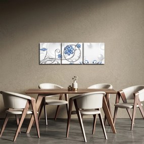 Tablou - Lebede albastre (cu ceas) (90x30 cm)