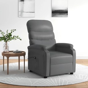 3073673 vidaXL Fotoliu rabatabil electric, gri, piele ecologică
