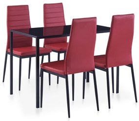 vidaXL Set mobilier de bucătărie, 5 piese, roșu vin