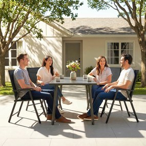 Outsunny Set de 4 scaune de grădină pliabile Structură oțel robustă fără asamblare Spătar înalt ergonomic 58x62x97cm Negru | Aosom Romania