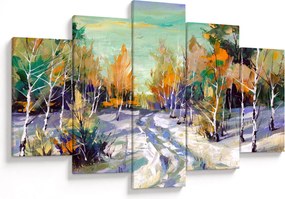 Tablou - Drum înzăpezit prin pădure (150x105 cm)