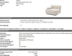 Canapea, Modul stanga design elegant LUX Dean left, boucle crem 115518 HZ