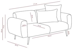 Canapea PISA, 2 locuri, crem