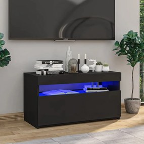 Comodă TV cu lumini LED, negru, 75x35x40 cm