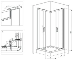 Set cabina dus neagra cu usa culisanta 90x90 cm, cadita dus compozit Deante, plus lavoar rotund sticla neagra