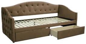 Pat de o persoană (divan) 90 cm Zonas (maro) (cu somieră) (cu sp. depozitare). 1116568