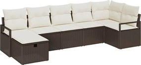 vidaXL Set de canapea cu pernă Manual 7 pcs Maro și Crem poliratan