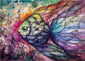 Tablou pe sticlă - Peștișorul colorat (70x50 cm)