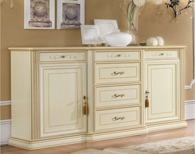 Bufet lemn masiv crem Caterina, 188 × 50 × 97 cm