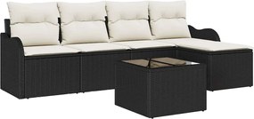 vidaXL Set de canapele pentru grădină 6 pcs Negru poliratan