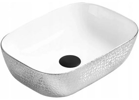 Mexen Rita lavoar deasupra blatului 45 x 32 cm, alb/argintiu - 21084555