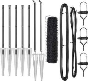 vidaXL Stâlp de gard. Gri 10 x 0,8 m (plasă de 50 mm) Oțel și PVC