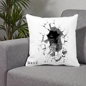 Perna Personalizata Attack on Titan Titan Crapand Zidul, 40x40 cm, Alba Mata, Husa Detasabila, Perna Inclusa, BEKZ®