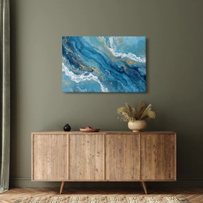 Tablou - Marmură bleu cu aur II. (90x60 cm)