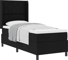 vidaXL Pat cu arcuri cu saltea cu headboard Negru 200 x 80 cm țesătură