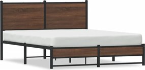 vidaXL Cadru pat metalic fără saltea, stejar maro, 150x200 cm