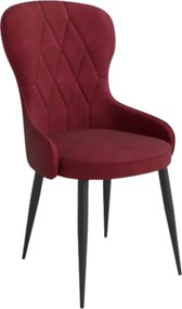 Scaun bucatarie visiniu/negru K366, stofa catifelata/metal, 52x58x92 c