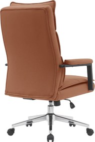 Scaun de birou, piele ecologică maro camel/crom, KAHIL