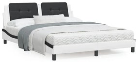 3208197 vidaXL Cadru de pat cu tăblie, alb/negru, 160x200 cm, piele ecologică