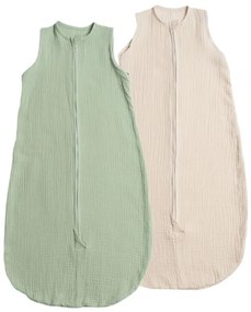 Set 2 saci de dormit de vara pentru copii din muselina dubla 3-18 Kidizi Mint Natur, 0.3 tog