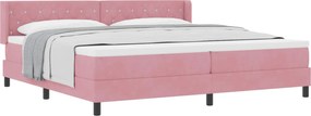 vidaXL Pat cu arcuri cu saltea cu headboard Roz 200 x 200 cm Catifea