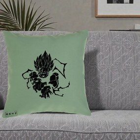 Perna Personalizata Dragon Ball Goku Super Saiyan Silueta, 40x40 cm, Verde, Husa Detasabila, Perna Inclusa, BEKZ®