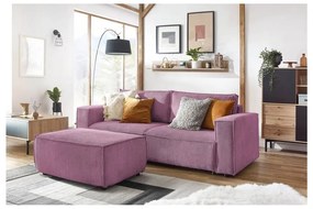 Canapea roz extensibilă cu tapițerie din catifea reiată 245 cm Nihad – Bobochic Paris