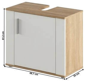 Dulap Baie LESSY NEW 02 Alb Mat/Stejar Sonoma