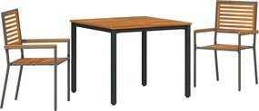 vidaXL Set de masă pentru grădină 3 pcs Gri și Brown poliratan