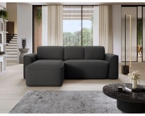 Colțar gri antracit cu tapițerie din țesătură bouclé (cu colț pe partea stângă/cu șezlong) Ume – ELTAP