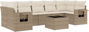 vidaXL Set canapele de grădină, 8 piese, cu perne, bej, poliratan
