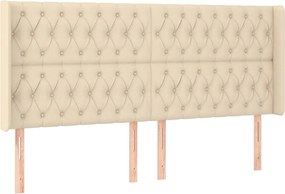 vidaXL Tăblie de pat cu aripioare, crem, 203x16x118/128 cm, textil