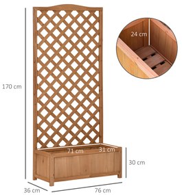 Outsunny Jardiniera Verticala din Lemn, Jardiniera de Exterior cu Spalier pentru Plante 76x36x170cm, Maro | Aosom Romania