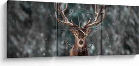 Tablou - Cerbul majestic (cu ceas) (90x30 cm)
