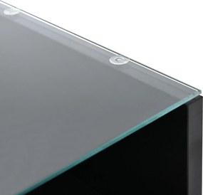 Masă de cafea multifuncțională, cu finisaj lucios și lift, cu iluminare LED, reglabilă pe înălțime și cu spațiu de depozitare flexibil, 78x78x45,5 cm, Negru