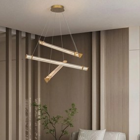 Lustra LED 3000K suspendata design liniar PHEME auriu periat