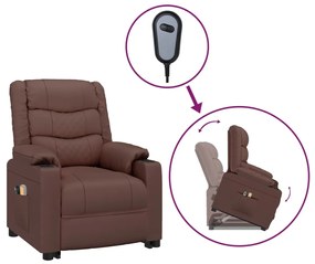 3143472 vidaXL Fotoliu de masaj cu ridicare, maro, piele ecologică