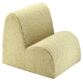 Fotoliu de copii verde cu tapițerie din țesătură bouclé Cloud – Wigiwama