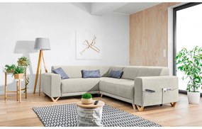 Colțar bej extensibil/cu spațiu de depozitare (cu colț pe partea stângă/în formă de ”L”) Classy Sophie – Miuform