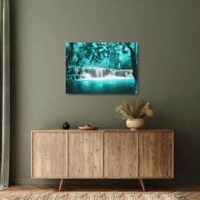 Tablou pe sticlă - Cascada albastră (70x50 cm)