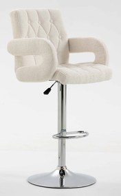 HR8404W Scaun Crem Boucle cu Bază Cromata