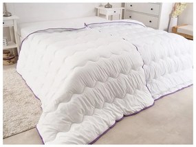 Patura quiltata pentru toate anotimpurile 140x200 cm cu perna STELLA LAVENDER 70x90 cm, alba