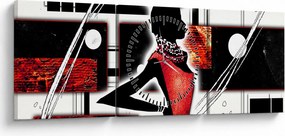 Tablou picuturii cu damă străveche (cu ceas) (90x30 cm)