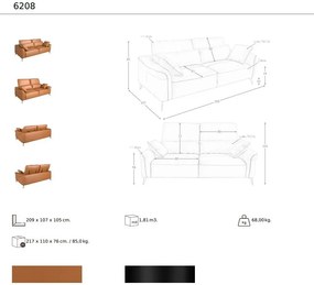 Canapea design LUX 3 locuri Brown Leather