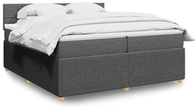 vidaXL Pat box spring cu saltea, gri închis, 200x200 cm, textil
