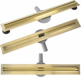 Set rigola pentru dus plus capac auriu Rea Neox Slim Pro 60 cm