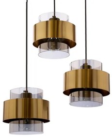 Lustră pe cablu SPIEGA 3xE27/60W/230V auriu/negru