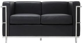 Canapea SOFT LC2 cu doua locuri neagra - piele naturala italiana, metal